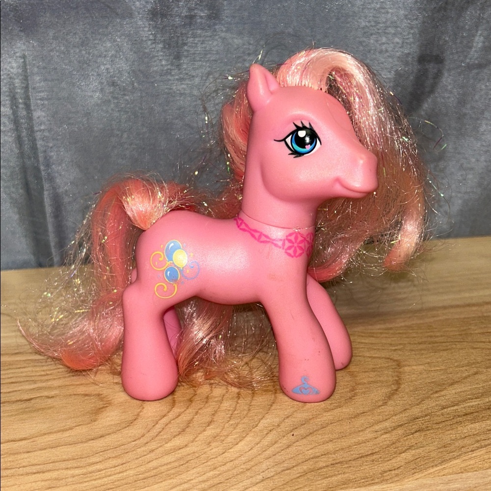 My Little Pony Birthday Balloons Necklace PINKIE PIE G3 Tinsel Hair MLP 2007